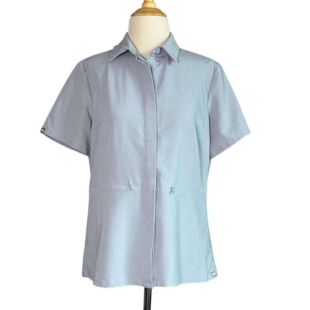 FIGS Women Medium Grey Discontinued Malindi Technical Collection Scrub Top